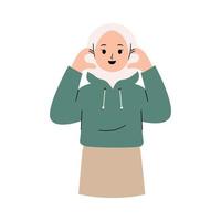 Muslim Woman with korean heart finger vector