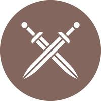 Two Swords Glyph Circle Background Icon vector
