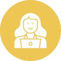 Programmer Female Glyph Circle Background Icon vector