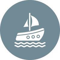 Sailing Boat Glyph Circle Background Icon vector