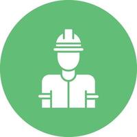 Factory Worker Man Glyph Circle Background Icon vector