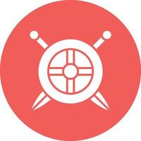 Two Swords And Shield Glyph Circle Background Icon vector