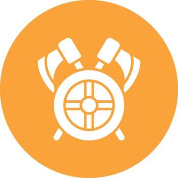 Two Axes And Shield Glyph Circle Background Icon vector