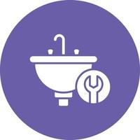 lavabo llave glifo círculo fondo icono vector