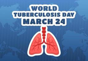 ilustración del día mundial de la tuberculosis el 24 de marzo con imágenes de los pulmones y la inspección de órganos en plantillas de página de inicio dibujadas a mano de dibujos animados planos vector