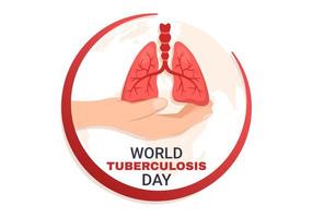 World Tuberculosis Day on March 24 Illustration with Pictures of the Lungs and Organ Inspection in Flat Cartoon Hand Drawn Landing Page Templates vector