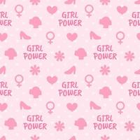 Women Day Seamless Pattern Design with Girl Ornament in Template Hand Drawn Cartoon Flat Illustration vector