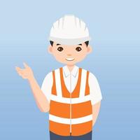 Architect, technician and builders and engineers and mechanics and Construction Worker People teamwork ,Vector illustration cartoon character. Engineer with white safety helmet in construction site. vector