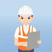 Architect, technician and builders and engineers and mechanics and Construction Worker People teamwork ,Vector illustration cartoon character. Engineer with white safety helmet in construction site. vector