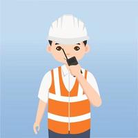 Architect, technician and builders and engineers and mechanics and Construction Worker People teamwork ,Vector illustration cartoon character. Engineer with white safety helmet in construction site. vector