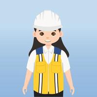 Architect, technician and builders and engineers and mechanics and Construction Worker People teamwork ,Vector illustration cartoon character. Engineer with white safety helmet in construction site. vector