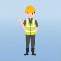 Architect, technician and builders and engineers and mechanics and Construction Worker People teamwork ,Vector illustration cartoon character. Engineer with yellow safety helmet in construction site. vector