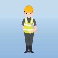 Architect, technician and builders and engineers and mechanics and Construction Worker,Vector illustration cartoon character. Woman engineer with white safety helmet and vest in construction site. vector