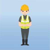 Architect, technician and builders and engineers and mechanics and Construction Worker People teamwork ,Vector illustration cartoon character. Engineer with yellow safety helmet in construction site. vector