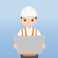 Architect, technician and builders and engineers and mechanics and Construction Worker People teamwork ,Vector illustration cartoon character. Engineer with white safety helmet in construction site. vector