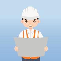 Architect, technician and builders and engineers and mechanics and Construction Worker People teamwork ,Vector illustration cartoon character. Engineer with white safety helmet in construction site. vector