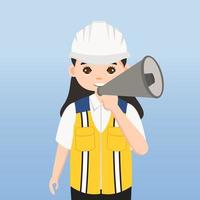 Architect, technician and builders and engineers and mechanics and Construction Worker People teamwork ,Vector illustration cartoon character. Engineer with white safety helmet in construction site. vector