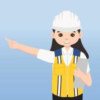 Architect, technician and builders and engineers and mechanics and Construction Worker People teamwork ,Vector illustration cartoon character. Engineer with white safety helmet in construction site. vector