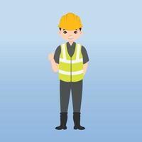 Architect, technician and builders and engineers and mechanics and Construction Worker,Vector illustration cartoon character. Woman engineer with white safety helmet and vest in construction site. vector