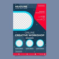 plantilla de póster de taller creativo en línea vector