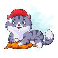Cartoon little cat fat on white background vector
