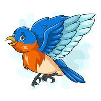 Cartoon little blue bird on white background vector