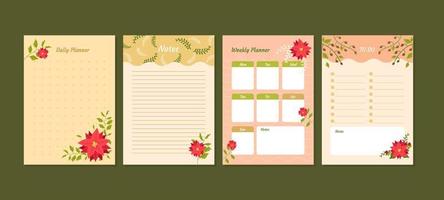 Poinsettias Journal Template Pages and Tables Template vector