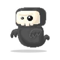Vector pixel art of black ghost chibi character