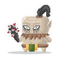 Vector pixel art of chibi hangman character