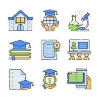 conjunto de útiles escolares. artículos coloridos para la educación.  ilustración de icono de vector. 8032600 Vector en Vecteezy