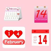 un conjunto de calendario del día de san valentín. cita de san valentin vector