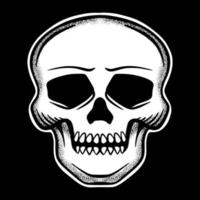 skull art Illustration hand drawn black and white vector for tattoo, sticker, logo etc