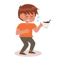 Little boy hate drinking coffee cartoon vector