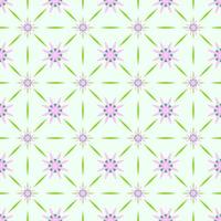 Floral seamless pattern green background vector.  Geometric pink flowers. vector