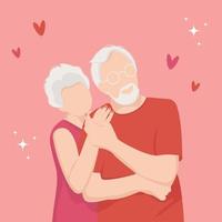 Card with elderly couple in love. vector