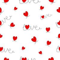 Seamless pattern with hand lettering text and hearts vector