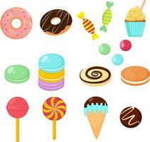 conjunto de varios tipos de dulces vector