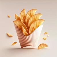 french fries on white background Generative AI photo
