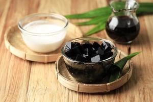 Diced Black Grass Jelly Cincau Hitam photo