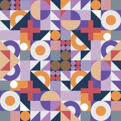 Abstract Trendy Seamless Pattern With Multicolored Geometric Shapes