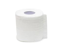 Single roll of white tissue paper or napkin isolated on white background with clipping path photo