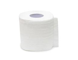 Single roll of white tissue paper or napkin isolated on white background with clipping path photo