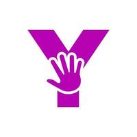 Letter Y Hand Logo Concept For Hand Care, Charity Sign and Donation Logo Symbol Vector Template