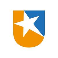 Letter U Star Logo Vector Template. Minimal Star Symbol