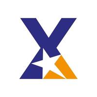 plantilla de vector de logotipo de letra x estrella. símbolo de estrella mínimo