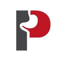 Letter P Minimal Stomach Logo Design for Medical and Healthcare Symbol Vector Template