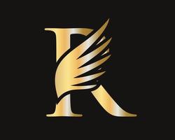 Letter R Wing Logo Design. Transportation Logotype vector