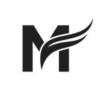 Letter M Wing Logo Design. Transportation Logotype vector