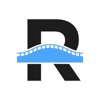 Letter R Bridge Logo for Transportation, Journey and Construction Business Vector Template