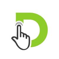 Letter D Finger Click Logo Vector Template Concept For Technology Symbol